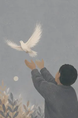 Person Releasing Dove into Open Sky