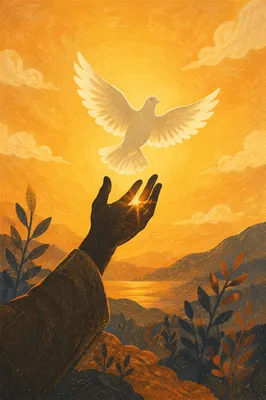 Hand Releasing Dove at Golden Sunset