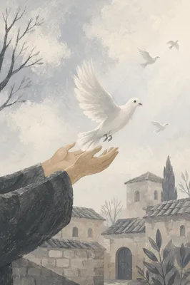 Hands Releasing White Dove Toward Open Sky