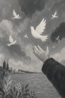 White Dove Released Over Quiet Waterfront