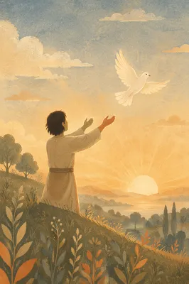 Person Releasing Dove at Sunrise