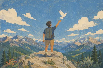 White Dove Released From Mountain Summit