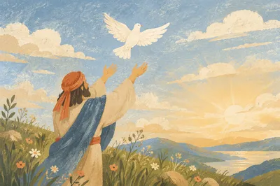 Person Releasing Dove at Sunrise