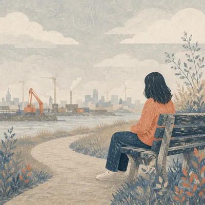 Solitary Contemplation on a Park Bench