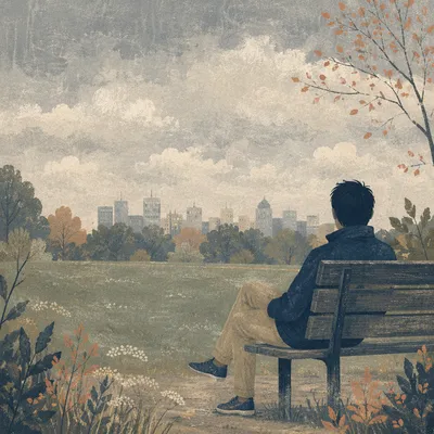 Solitary Reflection on a Park Bench