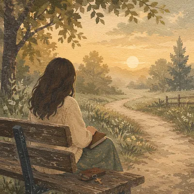 Solitary Dawn Prayer on Park Bench