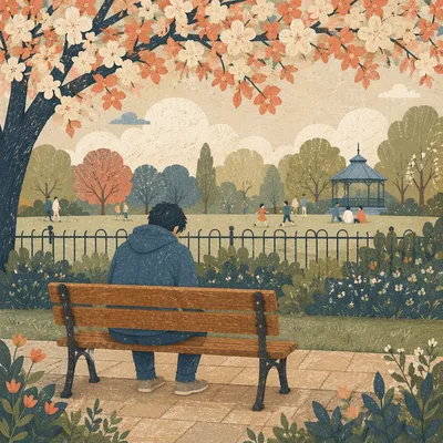Solitary Reflection on a Park Bench