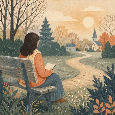 Quiet Morning Devotion on Park Bench