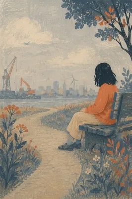 Solitary Park Bench Contemplation in Morning Mist