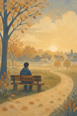 Solitary Reflection on Park Bench