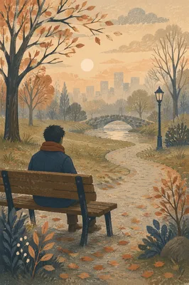 Solitary Reflection on a Misty Park Bench
