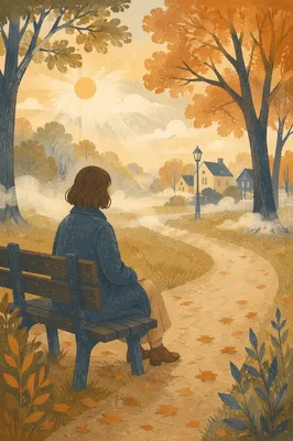 Solitary Reflection on Park Bench