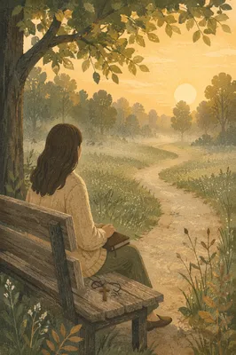 Solitary Dawn Prayer on Park Bench