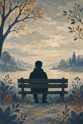 Solitary Figure on Park Bench at Dawn