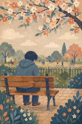 Solitary Reflection on a Park Bench