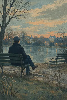 Solitary Reflection on a Park Bench