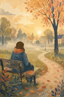 Contemplative Person on Autumn Park Bench
