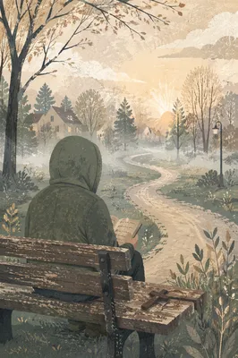 Solitary Dawn Prayer on Park Bench