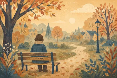 Quiet Park Bench Morning Contemplation