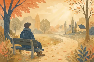 Quiet Park Bench Morning Contemplation
