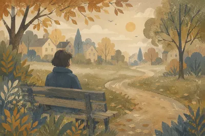 Solitary Reflection on a Park Bench