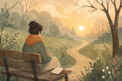 Quiet Morning Prayer on Park Bench