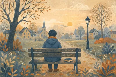 Solitary Dawn Prayer on Park Bench