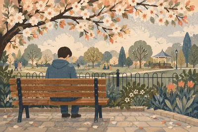 Solitary Reflection on a Park Bench