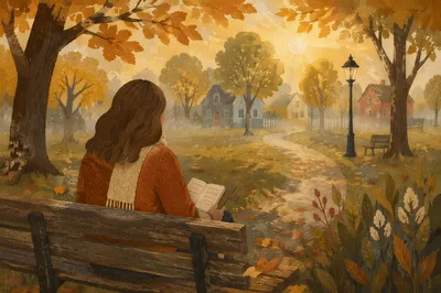 Solitary Prayer on Autumn Park Bench
