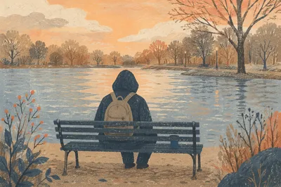 Solitary Prayerful Reflection on Winter Park Bench