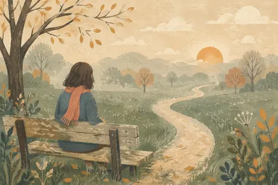 Solitary Park Bench Morning Contemplation