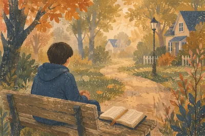 Quiet Bible Reflection on Autumn Park Bench