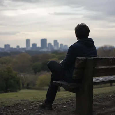 Solitary Reflection on a Park Bench