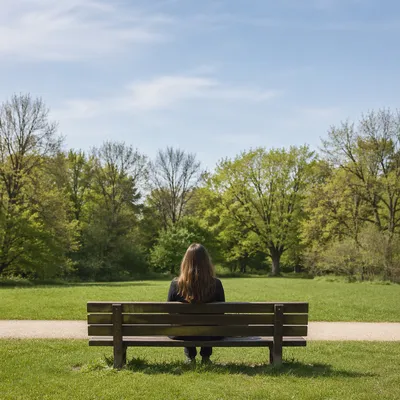 Solitary Reflection on a Quiet Park Bench