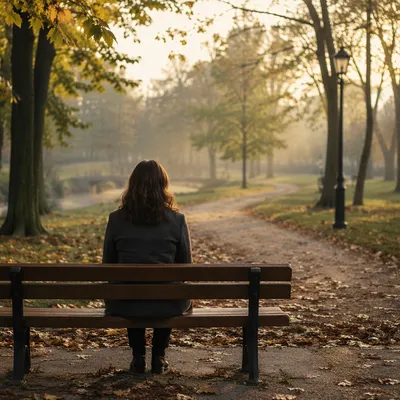 Solitary Reflection on Autumn Park Bench