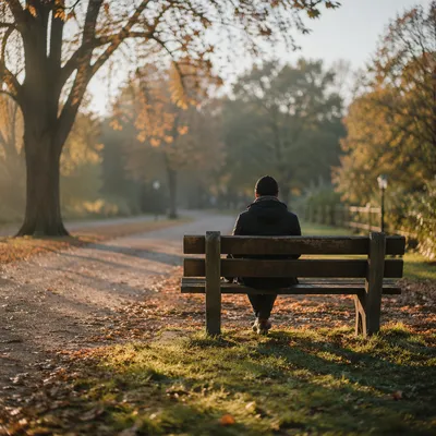Solitary Reflection on a Park Bench