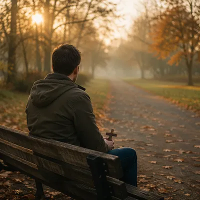 Quiet Prayer on an Autumn Park Bench