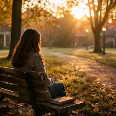 Solitary Park Bench Morning Contemplation