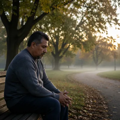Man Sitting Alone on Park Bench