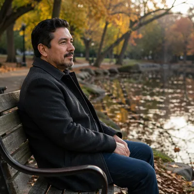 Man Sitting Alone on Park Bench
