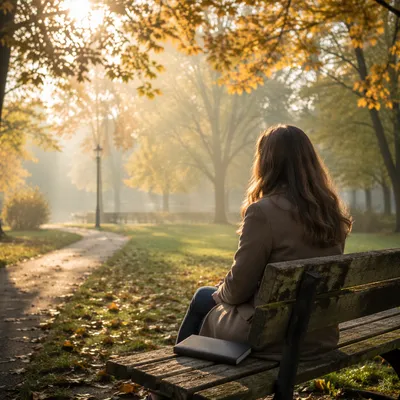 Solitary Reflection on an Autumn Park Bench