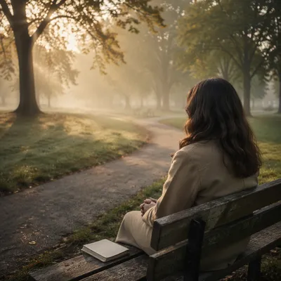 Solitary Park Bench Morning Reflection