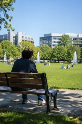 Solitary Reflection on a Sunny Park Bench