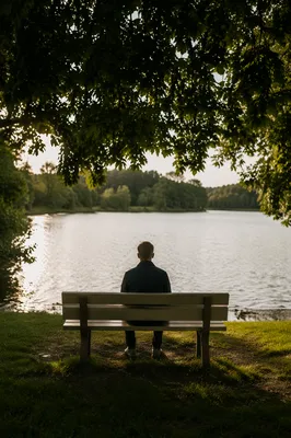 Solitary Reflection by a Peaceful Lakeside
