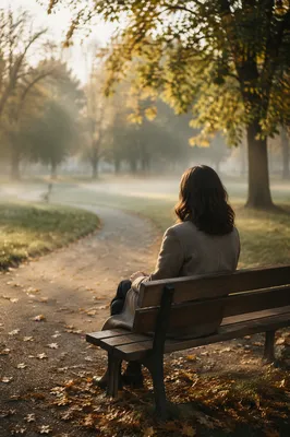 Solitary Reflection on Park Bench