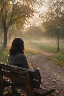 Solitary Reflection on Park Bench