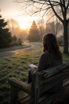 Solitary Morning Devotion on Park Bench