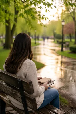 Peaceful Park Bench Morning Contemplation