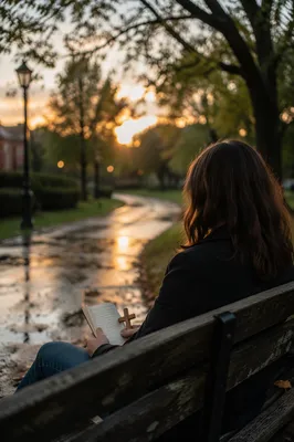 Quiet Park Bench Prayerful Contemplation