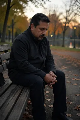 Solitary Man on Park Bench at Dusk
